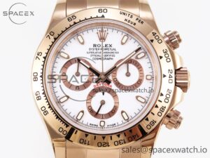 Rolex Daytona 116505 RG OMF Best Edition White Dial on RG Bracelet A7750 (Slim Movement) - Image 2