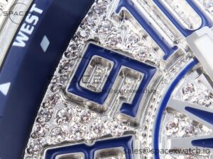 Franck Muller Vanguard SS Blue Full Diamonds ABF Best Edition Diamonds Blue Dial on Diamonds Bracelet A2824 - Image 12