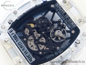 Richard Mille RM035 Transparent RMF Best Edition Skeleton Blue Dial on Translucent Rubber Strap Clone RMUL2 - Image 16