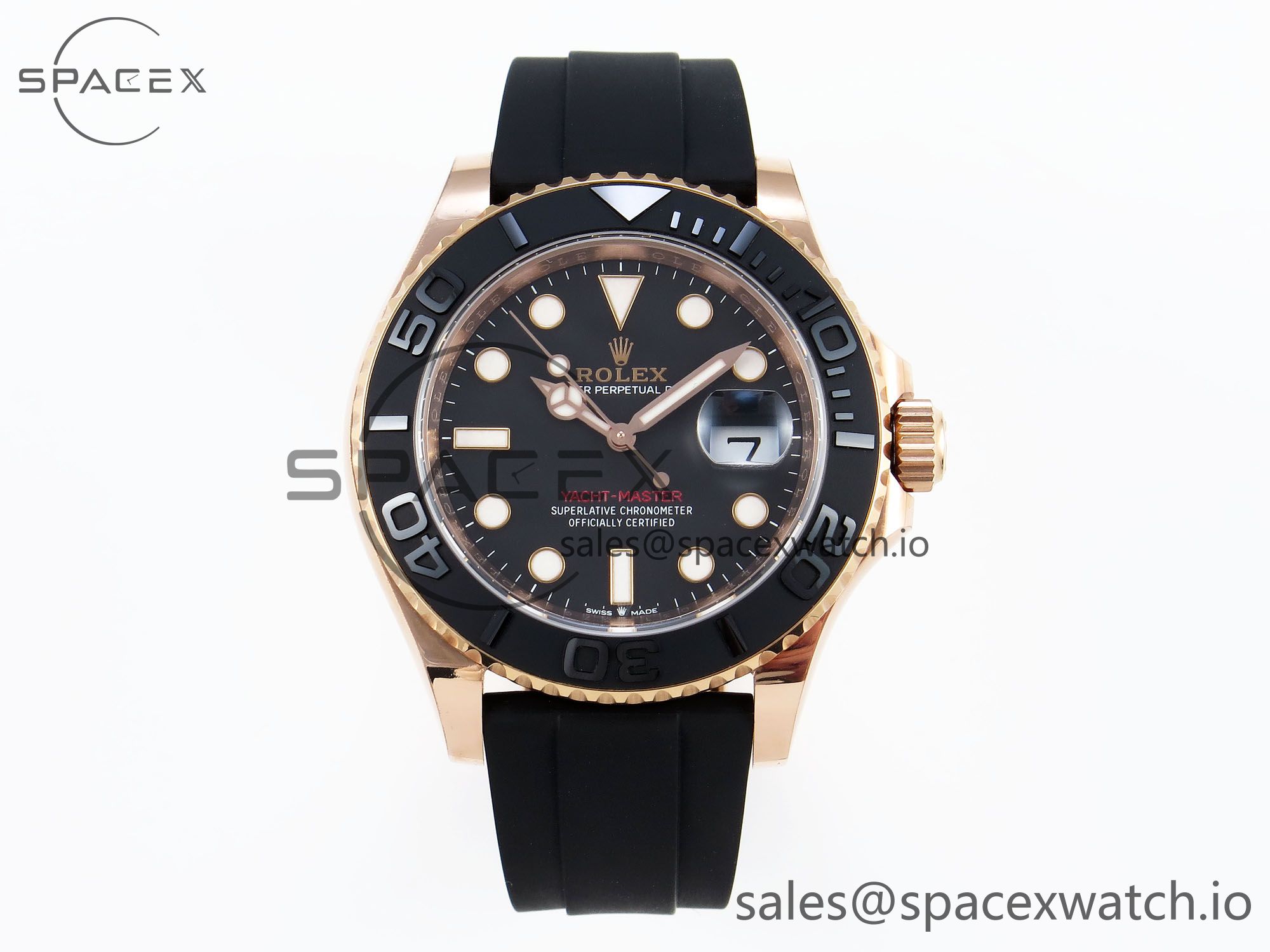 IMG_0079 Rolex Yacht-Master 126655 904L Steel AR+F 1:1 Best Edition Black Dial on Oysterflex Strap VR3235 - Image 1