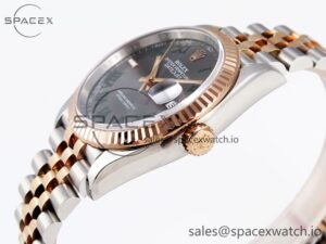 Rolex DateJust 36 SS/RG 126231 VSF 1:1 Best Edition 904L Steel Gray Dial Green Roman Marker on Jubilee Bracelet VS3235 - Image 7