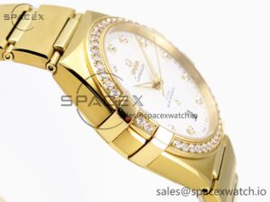 Omega Constellation 39mm YG Diamonds Bezel ASWF 1:1 Best Edition White Diamonds Dial on YG Bracelet A8801 - Image 8