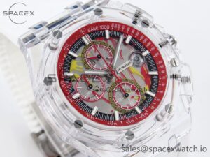 Audermars Piguet Royal Oak Offshore 44mm Transparent APF Best Edition Red Dial on White Rubber Strap A3126 - Image 3