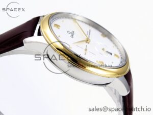 Omega De Ville Power Reserve YG MKF 1:1 Best Edition White Dial on Brown Leather Strap A8810 - Image 8