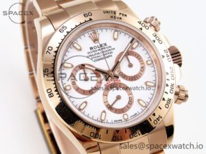Rolex Daytona 116505 RG OMF Best Edition White Dial on RG Bracelet A7750 (Slim Movement) - Image 3