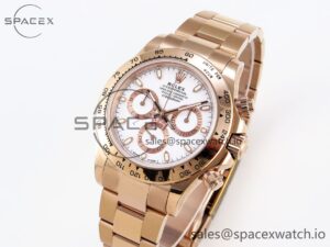 Rolex Daytona 116505 RG OMF Best Edition White Dial on RG Bracelet A7750 (Slim Movement) - Image 4