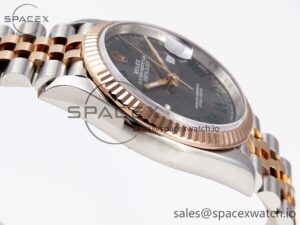 Rolex DateJust 36 SS/RG 126231 VSF 1:1 Best Edition 904L Steel Gray Dial Green Roman Marker on Jubilee Bracelet VS3235 - Image 8