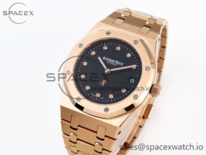 Audermars Piguet Royal Oak 39mm 15202 RG IPF 1:1 Best Edition Black Diamonds Dial on RG Bracelet A2121 - Image 4