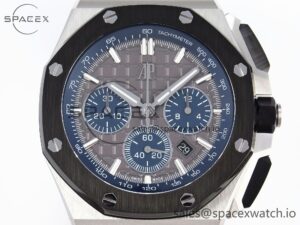 Audermars Piguet Royal Oak Offshore 44mm SS Black Ceramic Bezel APF 1:1 Best Edition Gray/Blue Dial on Gray Rubber Strap A4401 - Image 2