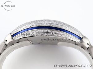 Franck Muller Vanguard SS Blue Full Diamonds ABF Best Edition Diamonds Blue Dial on Diamonds Bracelet A2824 - Image 13