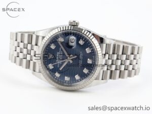Rolex DateJust 36 126234 Clean 1:1 Best Edition 904L Steel Blue Textured Diamonds Dial on Jubilee Bracelet VR3235 - Image 5