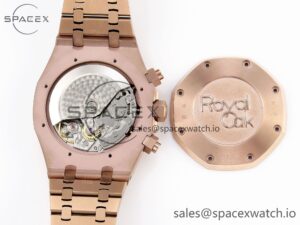 Audermars Piguet Royal Oak Chrono 26331 RG IPF 1:1 Best Edition Blue/RG Dial on RG Bracelet A7750 - Image 18