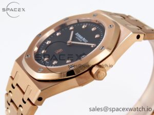 Audermars Piguet Royal Oak 39mm 15202 RG IPF 1:1 Best Edition Black Diamonds Dial on RG Bracelet A2121 - Image 7