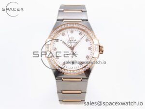Omega Constellation 39mm SS/RG Diamonds Bezel ASWF 1:1 Best Edition White Diamonds Dial on SS/RG Bracelet A8800