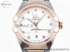 Omega Constellation 39mm SS/RG Diamonds Bezel ASWF 1:1 Best Edition White Diamonds Dial on SS/RG Bracelet A8800 - Image 2
