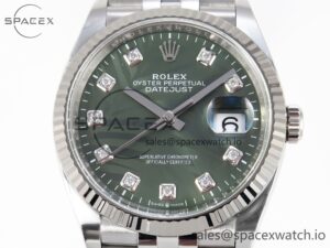 Rolex DateJust 36 126234 Clean 1:1 Best Edition 904L Steel Green Leaf Diamonds Dial on Jubilee Bracelet VR3235 - Image 2