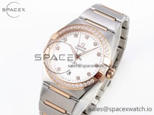 Omega Constellation 39mm SS/RG Diamonds Bezel ASWF 1:1 Best Edition White Diamonds Dial on SS/RG Bracelet A8800 - Image 4