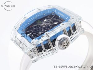 Richard Mille RM035 Transparent RMF Best Edition Skeleton Blue Dial on White Rubber Strap Clone RMUL2 - Image 7