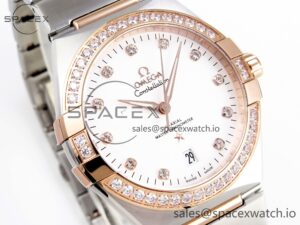 Omega Constellation 39mm SS/RG Diamonds Bezel ASWF 1:1 Best Edition White Diamonds Dial on SS/RG Bracelet A8800 - Image 3