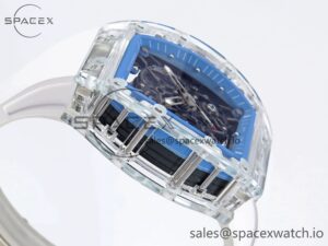Richard Mille RM035 Transparent RMF Best Edition Skeleton Blue Dial on White Rubber Strap Clone RMUL2 - Image 8