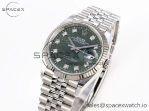 Rolex DateJust 36 126234 Clean 1:1 Best Edition 904L Steel Green Leaf Diamonds Dial on Jubilee Bracelet VR3235 - Image 4