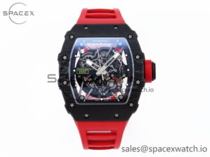 Richard Mille RM035 BLACK CARBON SONIC BEST EDITION SKELETON DIAL ON RED RUBBER STRAP CLONE RMUL2
