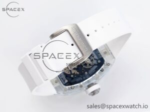 Richard Mille RM035 Transparent RMF Best Edition Skeleton Blue Dial on White Rubber Strap Clone RMUL2 - Image 14