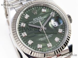 Rolex DateJust 36 126234 Clean 1:1 Best Edition 904L Steel Green Leaf Diamonds Dial on Jubilee Bracelet VR3235 - Image 3