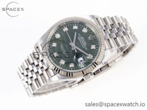 Rolex DateJust 36 126234 Clean 1:1 Best Edition 904L Steel Green Leaf Diamonds Dial on Jubilee Bracelet VR3235 - Image 6