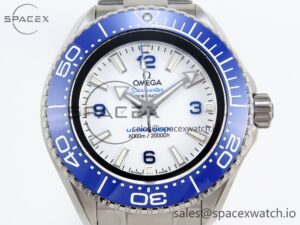 Omega SEAMASTER PLANET OCEAN 6000M ULTRA DEEP 45.5MM SS TF 1:1 BEST EDITION WHITE DIAL BLUE BEZEL ON SS BRACELET A2824 - Image 2