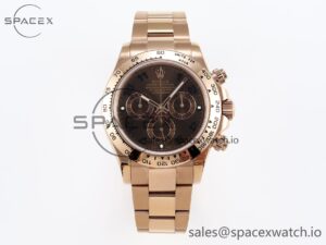 Rolex Daytona 116505 RG OMF Best Edition Chocolate Dial on RG Bracelet A7750 (Slim Movement)