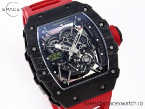 Richard Mille RM035 BLACK CARBON SONIC BEST EDITION SKELETON DIAL ON RED RUBBER STRAP CLONE RMUL2 - Image 3