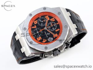 Audermars Piguet Royal Oak Offshore 42mm SS APF 1:1 Best Edition Black Dial Orange Markers on Black Leather Strap A7750 - Image 6