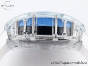 Richard Mille RM035 Transparent RMF Best Edition Skeleton Blue Dial on White Rubber Strap Clone RMUL2 - Image 12