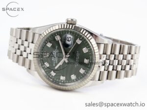 Rolex DateJust 36 126234 Clean 1:1 Best Edition 904L Steel Green Leaf Diamonds Dial on Jubilee Bracelet VR3235 - Image 5