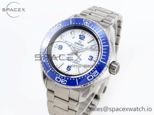 Omega SEAMASTER PLANET OCEAN 6000M ULTRA DEEP 45.5MM SS TF 1:1 BEST EDITION WHITE DIAL BLUE BEZEL ON SS BRACELET A2824 - Image 4