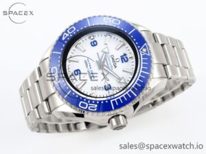 Omega SEAMASTER PLANET OCEAN 6000M ULTRA DEEP 45.5MM SS TF 1:1 BEST EDITION WHITE DIAL BLUE BEZEL ON SS BRACELET A2824 - Image 6
