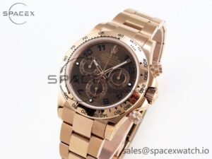 Rolex Daytona 116505 RG OMF Best Edition Chocolate Dial on RG Bracelet A7750 (Slim Movement) - Image 4