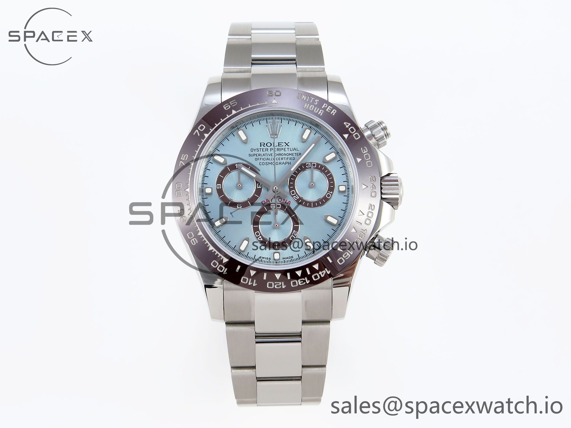 IMG_0094 Rolex Daytona 116506 SS OMF Best Edition Ice Blue Dial on SS Bracelet A7750 (Slim Movement) - Image 1