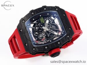 Richard Mille RM035 BLACK CARBON SONIC BEST EDITION SKELETON DIAL ON RED RUBBER STRAP CLONE RMUL2 - Image 6