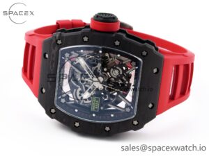 Richard Mille RM035 BLACK CARBON SONIC BEST EDITION SKELETON DIAL ON RED RUBBER STRAP CLONE RMUL2 - Image 5