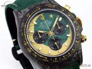 Rolex Daytona DIW Carbon Case and Bezel DIWF Edition Green/YG Dial on Green Nylon Strap A7750 - Image 3