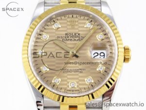 Rolex DateJust 36 SS 126233 VSF 1:1 Best Edition 904L Steel YG Textured Dial on Jubilee Bracelet VS3235 - Image 2