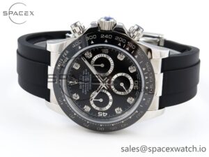 Rolex Daytona 116519 SS OMF Best Edition Black Diamonds Dial on Oysterflex Strap A7750 (Slim Movement) - Image 5