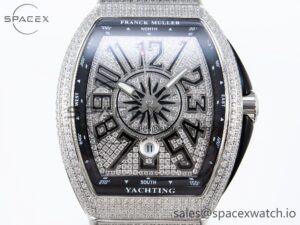 Franck Muller Vanguard SS Black Full Diamonds ABF Best Edition Diamonds Blue Dial on Diamonds Bracelet A2824 - Image 2