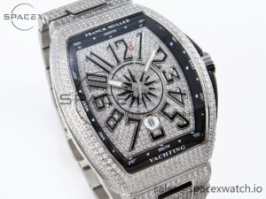Franck Muller Vanguard SS Black Full Diamonds ABF Best Edition Diamonds Blue Dial on Diamonds Bracelet A2824 - Image 3