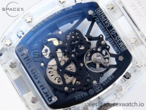Richard Mille RM035 Transparent RMF Best Edition Skeleton Blue Dial on White Rubber Strap Clone RMUL2 - Image 16