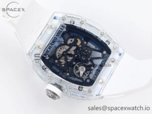 Richard Mille RM035 Transparent RMF Best Edition Skeleton Blue Dial on White Rubber Strap Clone RMUL2 - Image 15