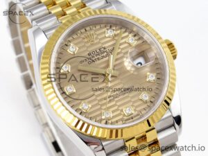 Rolex DateJust 36 SS 126233 VSF 1:1 Best Edition 904L Steel YG Textured Dial on Jubilee Bracelet VS3235 - Image 3