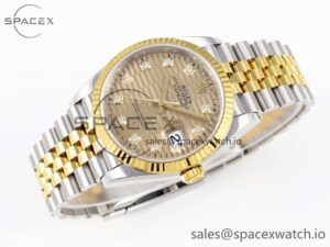 Rolex DateJust 36 SS 126233 VSF 1:1 Best Edition 904L Steel YG Textured Dial on Jubilee Bracelet VS3235 - Image 6